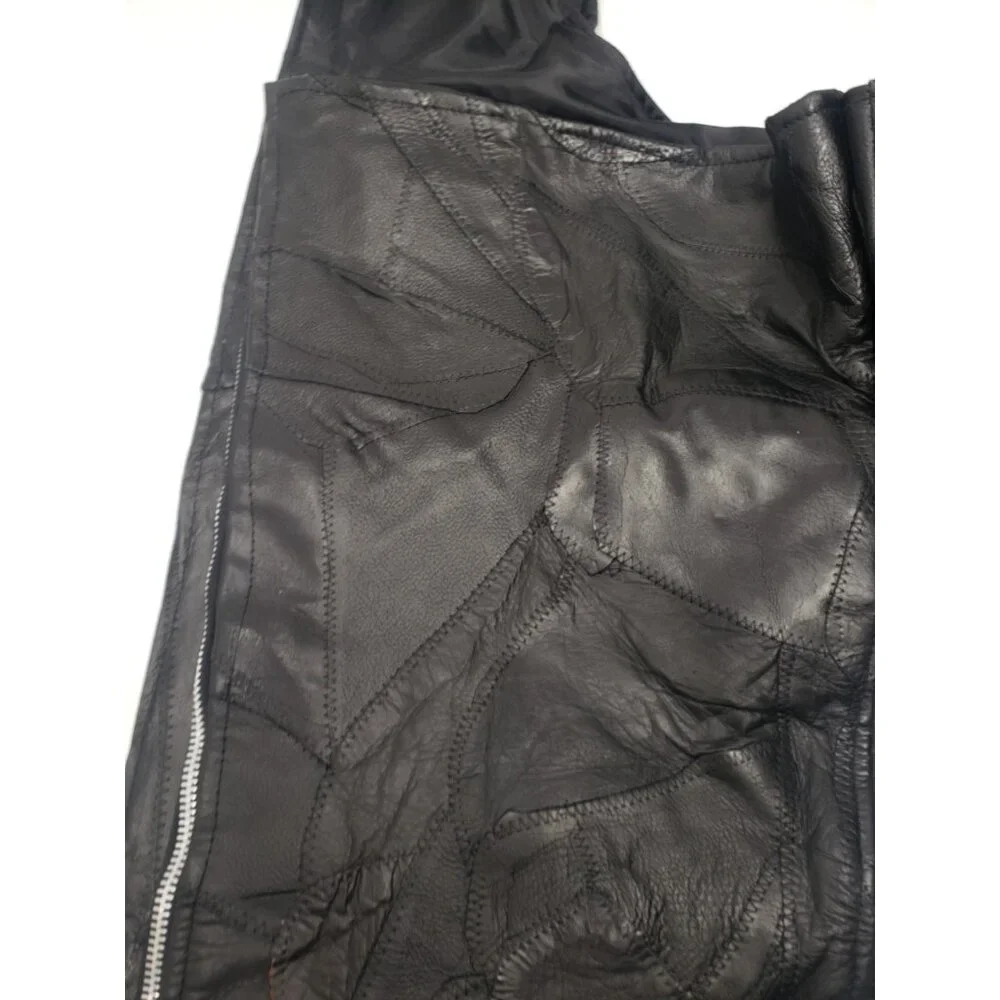Men's Diamond Plate Genuine Buffalo Leather Motorcycle Chaps Pants Size XL